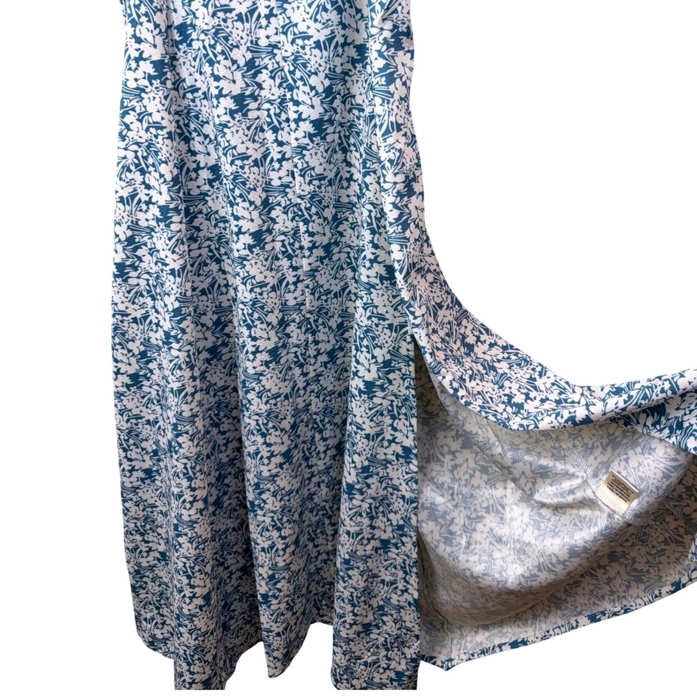 Loveriche Floral Ruched Midi Dress Blue White Smocked Back LD43735 Sky Womens S - Picture 4 of 11